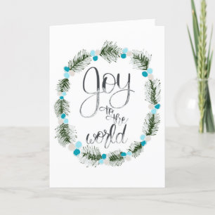 Joy to the World Blue Berries Christmas Card
