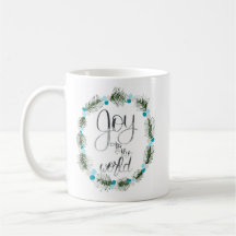 Joy to the World Blue Christmas Mug