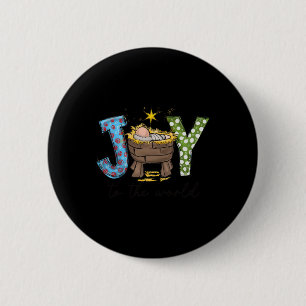 Joy To The World By Jesus Christmas Nativity Scene 6 Cm Round Badge