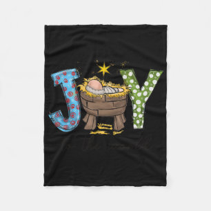 Joy To The World By Jesus Christmas Nativity Scene Fleece Blanket