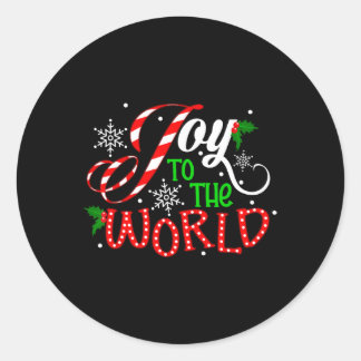 Joy To The World Candy Cane Christmas Pyjamas Xmas Classic Round Sticker