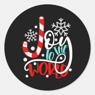 Joy To The World Candy Cane Classic Round Sticker