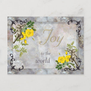Joy to the world CC0860 Marble stone collage Holiday Postcard