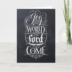 Joy to the World Chalkboard Calligraphy Religion Holiday Card