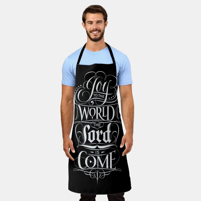 Joy to the World Chalkboard Christian Calligraphy Apron (Worn)