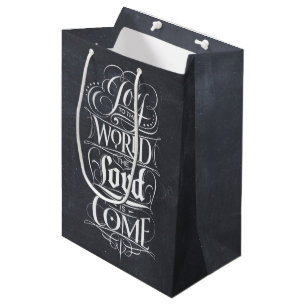 Joy to the World Chalkboard Christian Calligraphy Medium Gift Bag