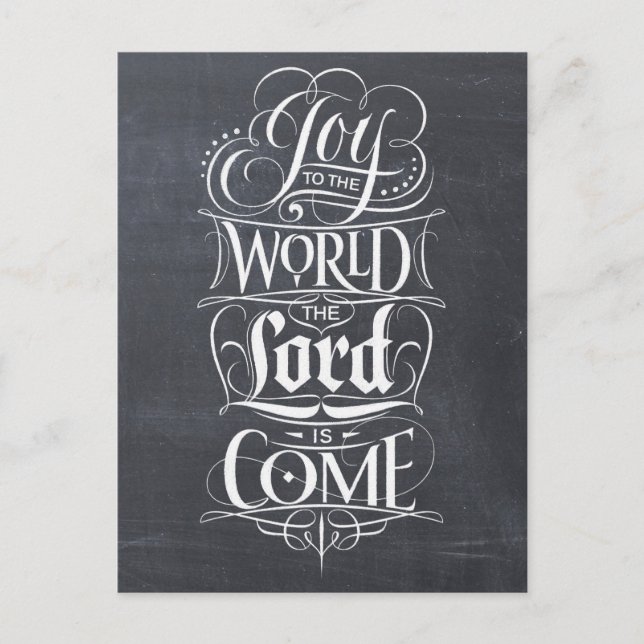Joy to the World Chalkboard Lettering Christmas Holiday Postcard (Front)