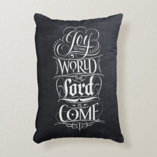 Joy to the World Chalkboard Lettering Religious Decorative Cushion