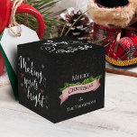 Joy To The World Chalkboard Merry Christmas Favour Box<br><div class="desc">Chalkboard Joy To The World | Merry Christmas Favor Box . This elegant favor box has a chalkboard background and quote "Making spirits bright " on either sides and Merry christmas On the front side with a faux pink glitter banner alongwith the family name. Customize it by changing the name...</div>