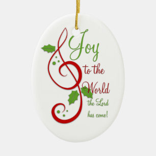Joy to the World Christian Christmas Carol Music Ceramic Tree Decoration