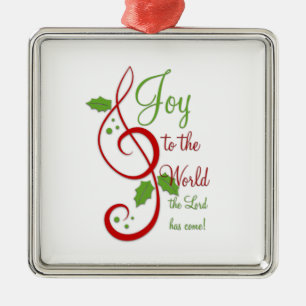 Joy to the World Christian Christmas Carol Music Metal Tree Decoration