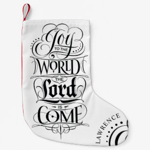 Joy to the World Christian Christmas Personalise Small Christmas Stocking