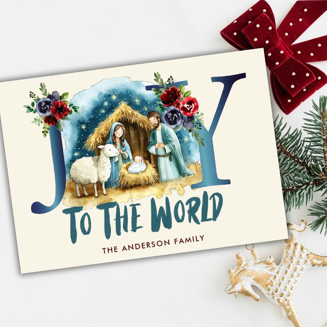 Joy To The World Christian Religious Christmas  Holiday Card (Creator Uploaded)