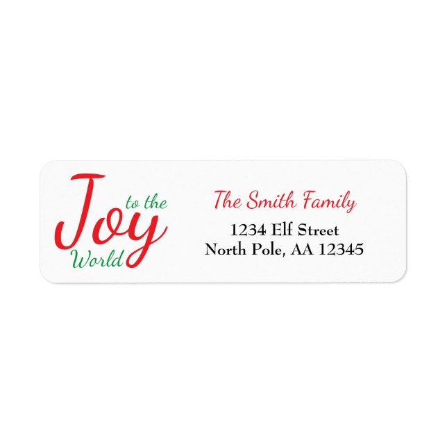 Joy to the World Christmas Address Label (Front)