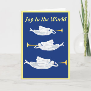 Joy to the World Christmas angels with trumpets Card