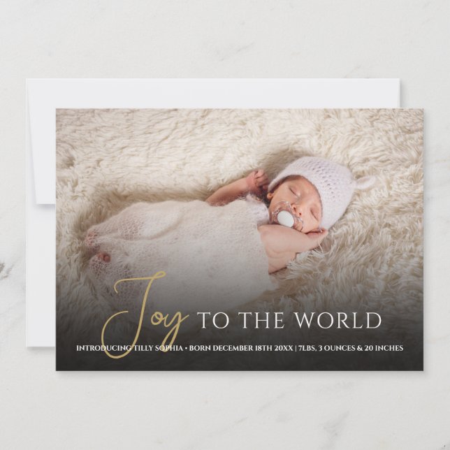Joy To The World Christmas Birth Announcement (Front)