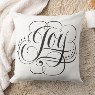 Joy to the World Christmas Calligraphy Lettering Cushion