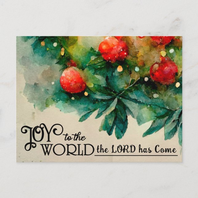 Joy to the World Christmas Carol Christian Holiday Postcard (Front)