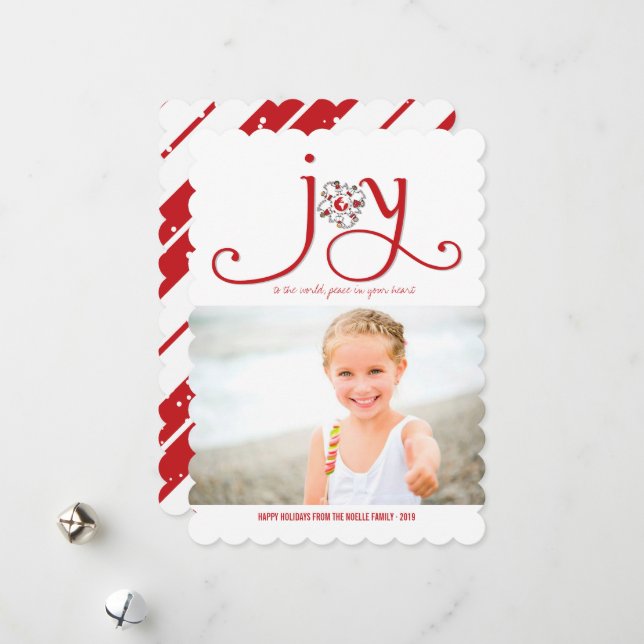 Joy To The World Christmas Cartoon Children Photo  Holiday Card (Front/Back In Situ)