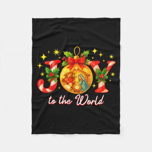 Joy To The World Christmas Christian Nativity  Fleece Blanket (Front)