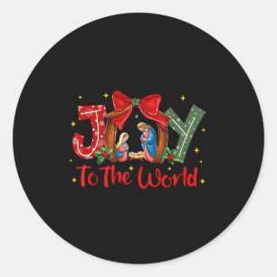 Joy To The World Christmas Christian Nativity Scen Classic Round Sticker