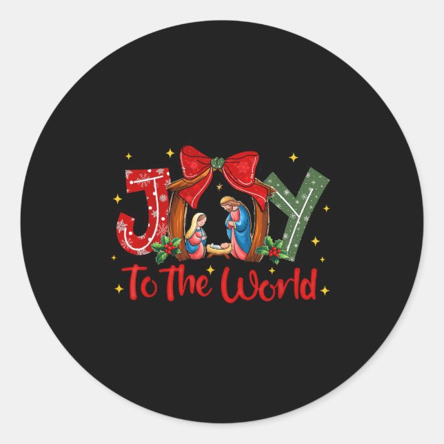 Joy To The World Christmas Christian Nativity Scen Classic Round Sticker (Front)