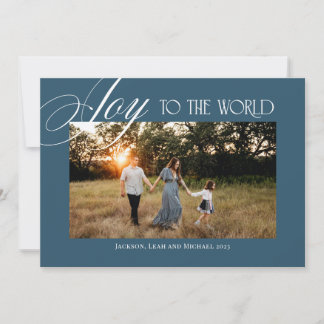 Joy to the World Christmas Design Blue Holiday Card