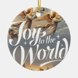 Joy to the World Christmas Design  Ceramic Tree Decoration