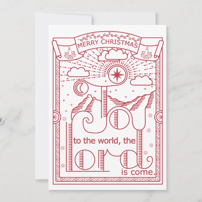 Joy To The World Christmas Festive Advent Invitation (Front)