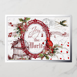 Joy to the world Christmas Foil Holiday Card
