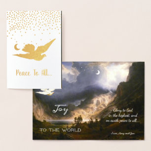 Joy To the World Christmas Holiday Real Gold Foil Card