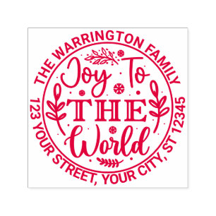 “Joy to the World” Christmas Name Return Address Self-inking Stamp