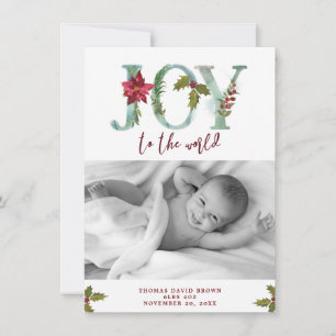 joy to the world christmas new baby photo card