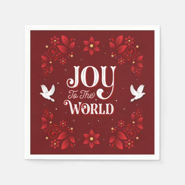 Joy to the World Christmas Party Paper Napkins (Front)