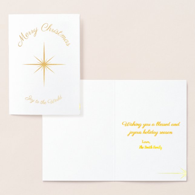 Joy To The World Christmas Photo Greeting Foil Card (Display)