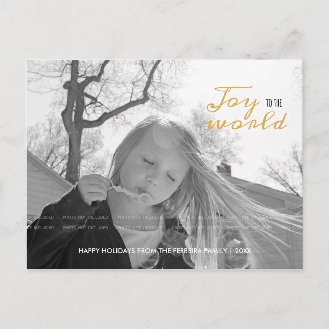 Joy to the World Christmas Photo Modern Holiday (Front)