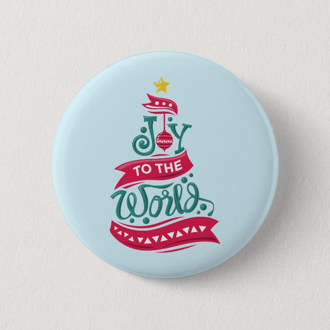 Joy to the World Christmas Quote Typography 6 Cm Round Badge (Front)