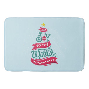 Joy to the World Christmas Quote Typography Bath Mat