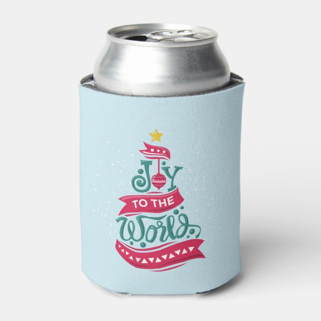 Joy to the World Christmas Quote Typography Can Cooler (Can Front)