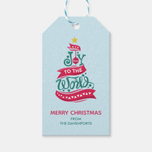 Joy to the World Christmas Quote Typography Gift Tags