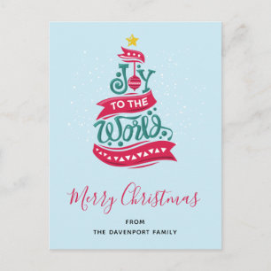 Joy to the World Christmas Quote Typography Holiday Postcard