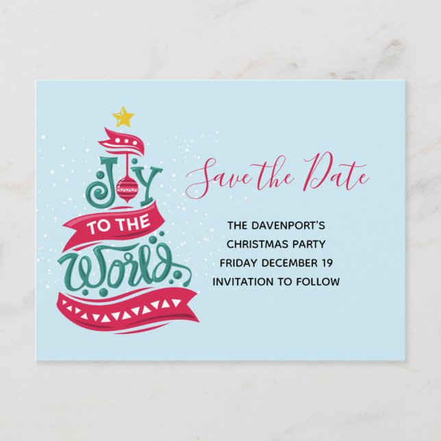 Joy to the World Christmas Quote Typography Invitation Postcard (Front)