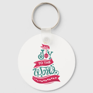 Joy to the World Christmas Quote Typography Key Ring