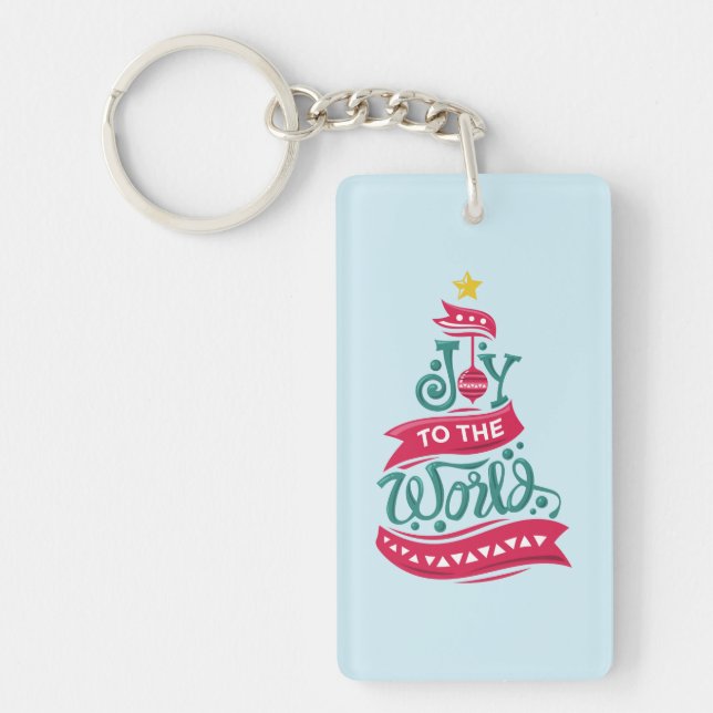 Joy to the World Christmas Quote Typography Key Ring (Front)