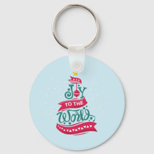 Joy to the World Christmas Quote Typography Key Ring