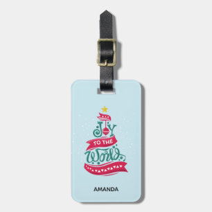 Joy to the World Christmas Quote Typography Luggage Tag