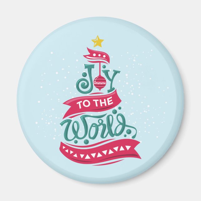 Joy to the World Christmas Quote Typography Magnet (Front)
