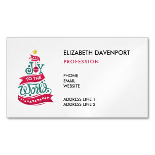 Joy to the World Christmas Quote Typography Magnetic Business Card