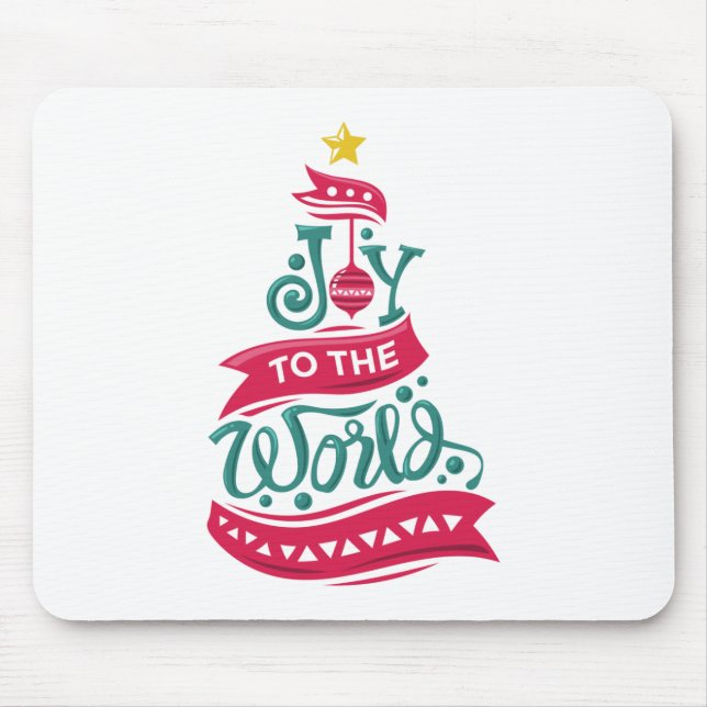 Joy to the World Christmas Quote Typography Mouse Mat (Front)