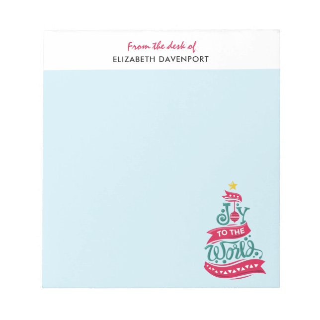 Joy to the World Christmas Quote Typography Notepad (Front)